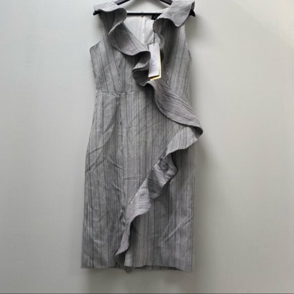 NWT PatBO Striped Ruffle Midi Dress Women Size 10 - Picture 3 of 9